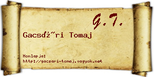 Gacsári Tomaj névjegykártya